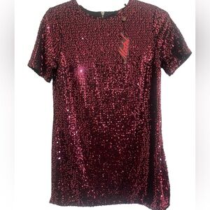 Motel 636 Sally Mae Burgundy Sequined Mini Dress Size Medium